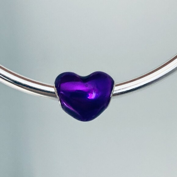 NEW Authentic Pandora METALLIC PURPLE Heart Charm 20137741 / Pandora Bracelet - Picture 3 of 7